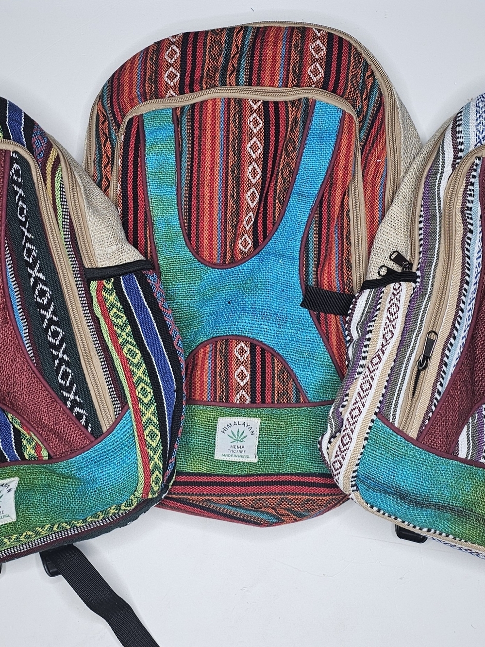 Handmade Hemp Backpack – Assorted Colors & Unique Patterns – Made in Nepal